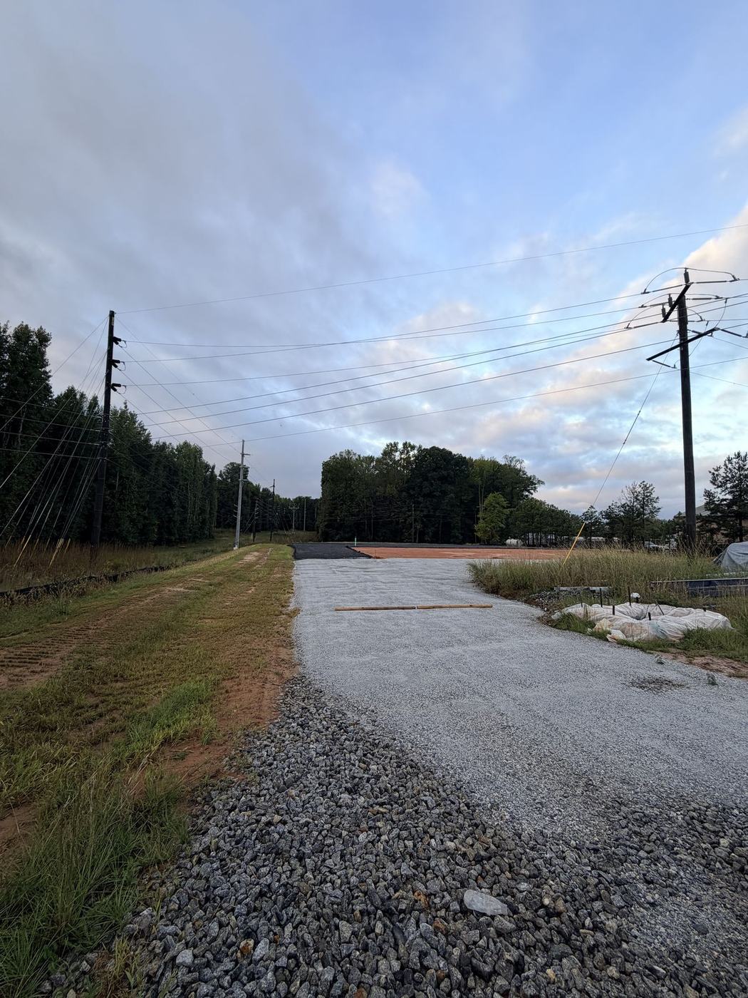 Gravel access drive along a powerline right-of-way